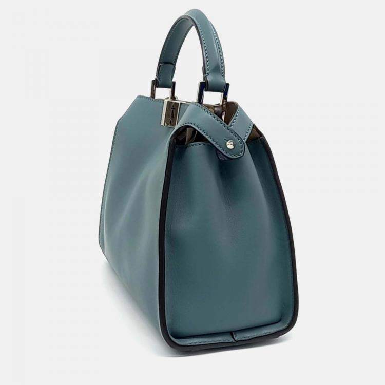 Pre Owned Fendi Blue Leather Peekaboo Essentially Mini