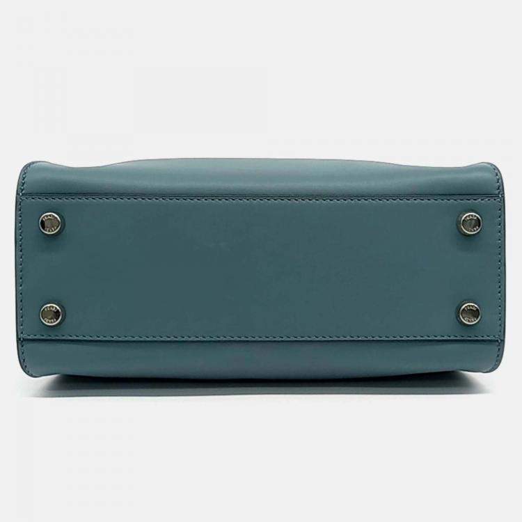 Pre Owned Fendi Blue Leather Peekaboo Essentially Mini