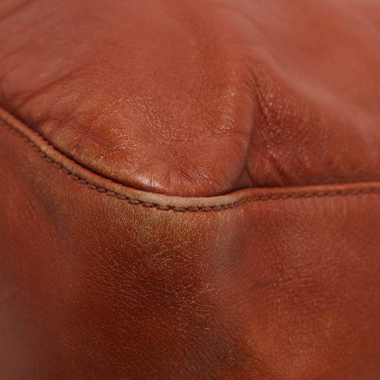Pre Owned Fendi Brown Leather and Watersnake Detail Large Mama Forever Shoulder Bag