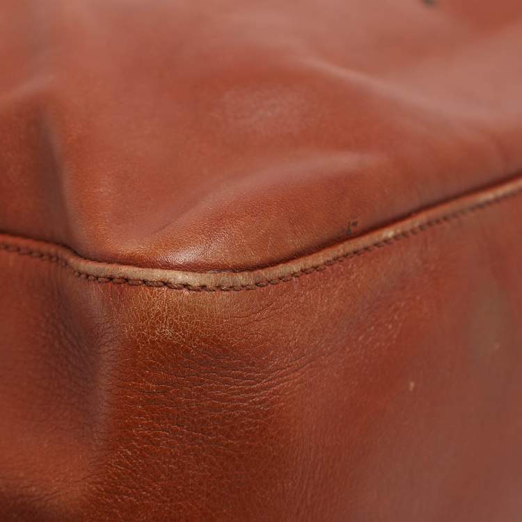 Pre Owned Fendi Brown Leather and Watersnake Detail Large Mama Forever Shoulder Bag