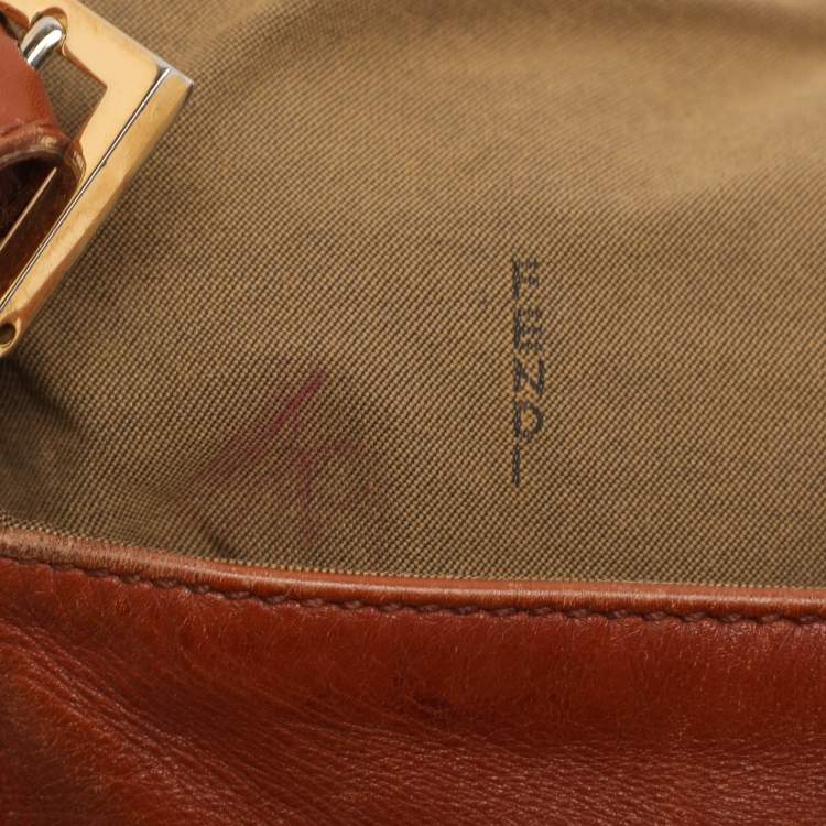 Pre Owned Fendi Brown Leather and Watersnake Detail Large Mama Forever Shoulder Bag