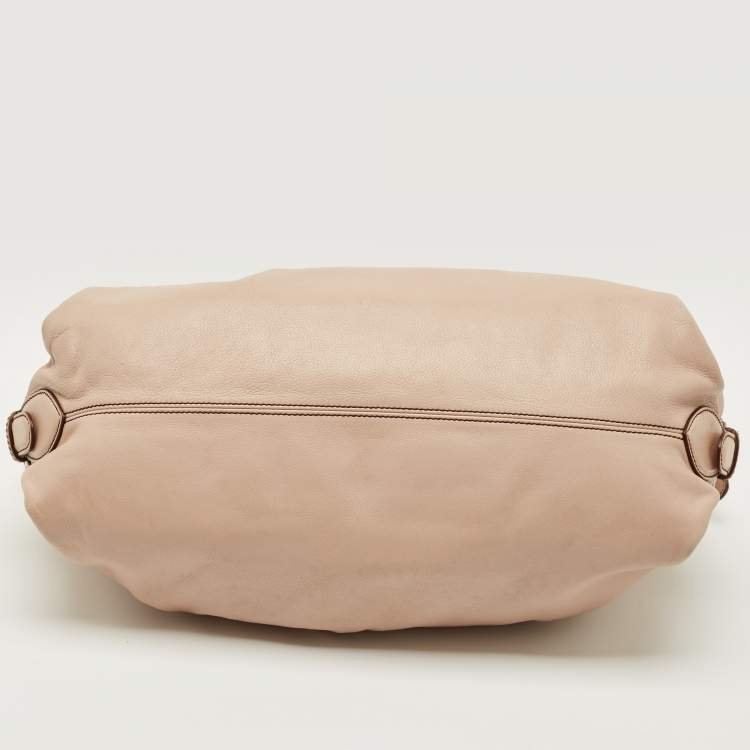 Pre Owned Fendi Rose Poudre Leather Doctor B Hobo