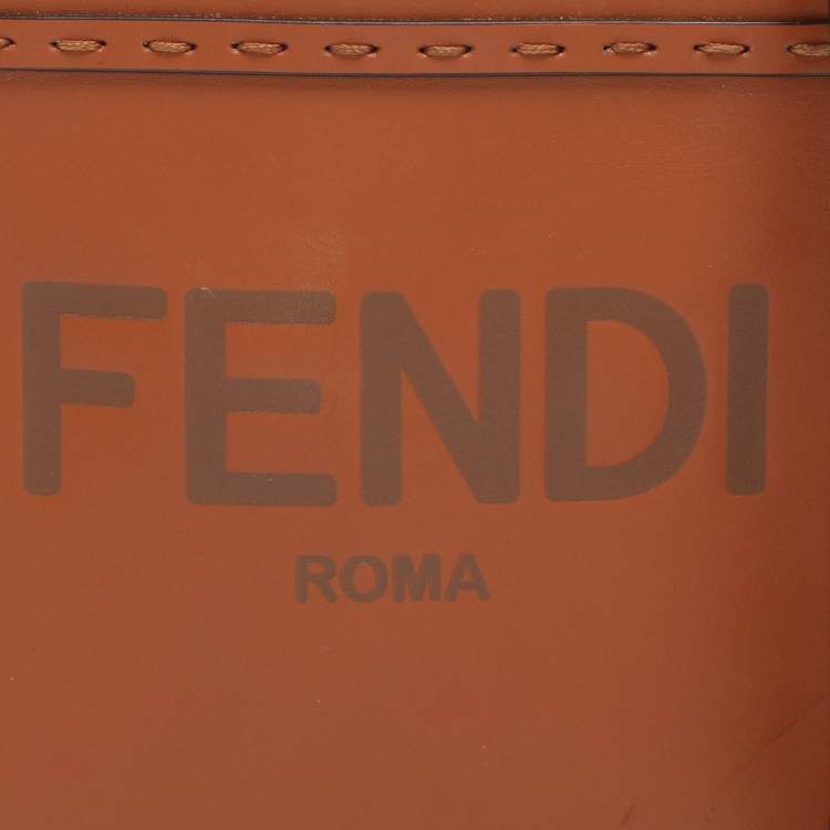 Pre Owned Fendi Brown Leather Sunshine Mini Tote