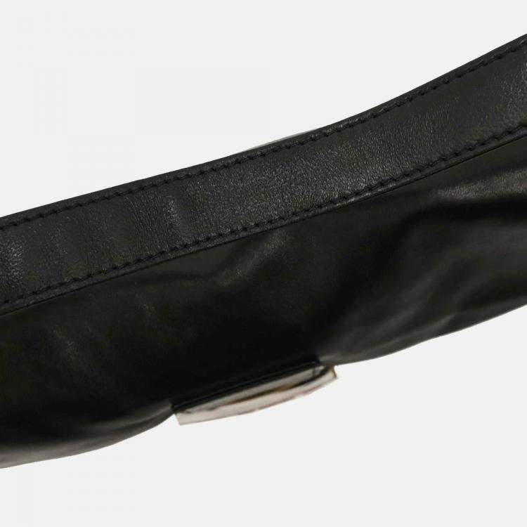 Pre Owned Fendi Black Leather Baguette Handbag