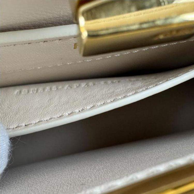 Pre Owned Fendi Peekaboo I See U Petite Leather Shoulder Bag In Light Beige