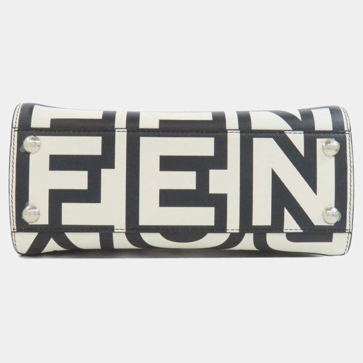 Pre Owned Fendi Peekaboo Black/White Calfskin Handbag