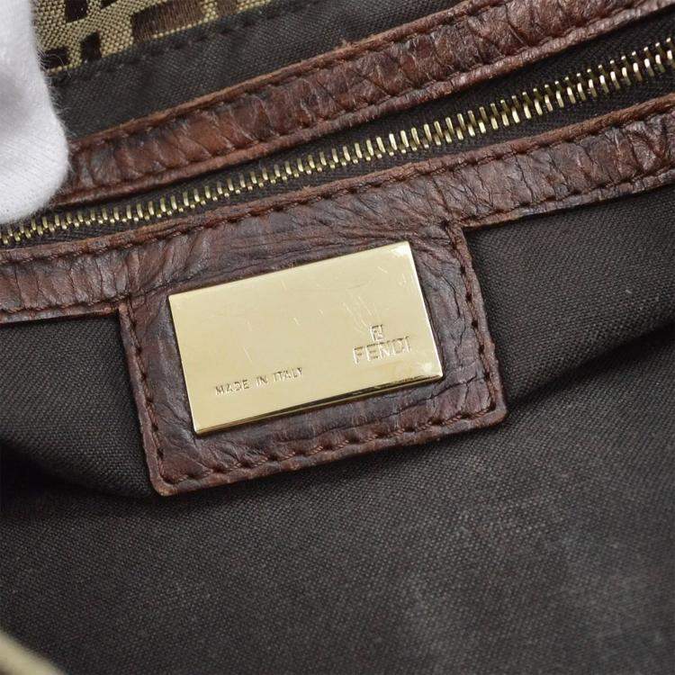 Pre Owned Fendi Brown Zucchino Handbag