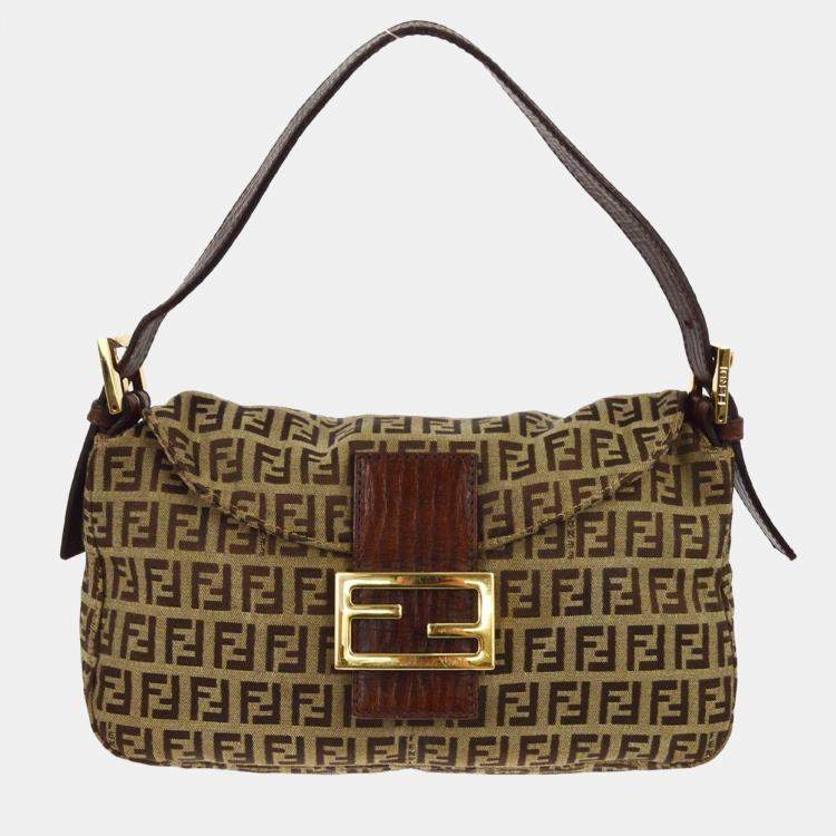 Pre Owned Fendi Brown Zucchino Handbag