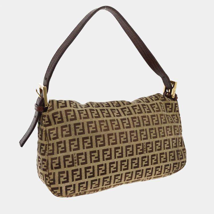Pre Owned Fendi Brown Zucchino Handbag