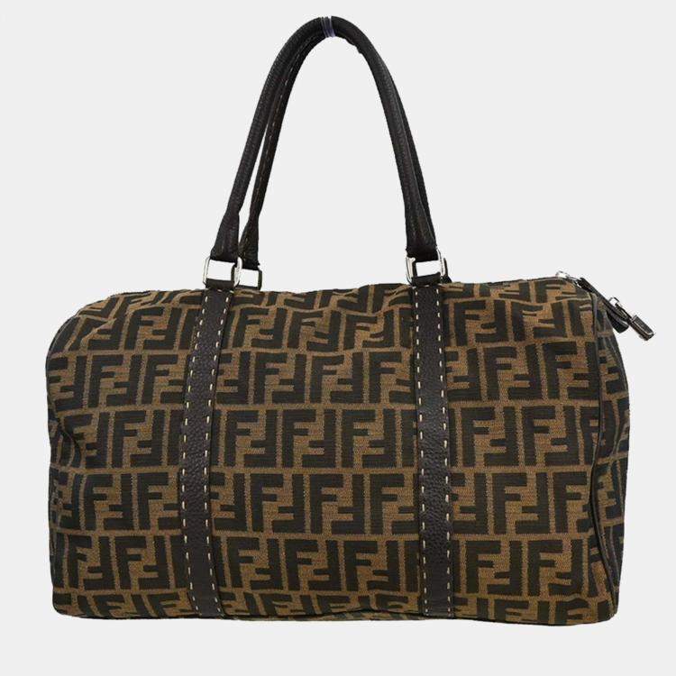Pre Owned Fendi Brown Zucca Duffle Bag