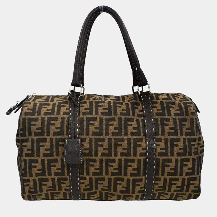 Pre Owned Fendi Brown Zucca Duffle Bag