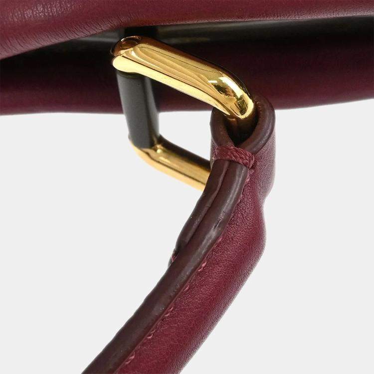 Pre Owned Fendi Bordeaux Leather Peekaboo 2way Handbag