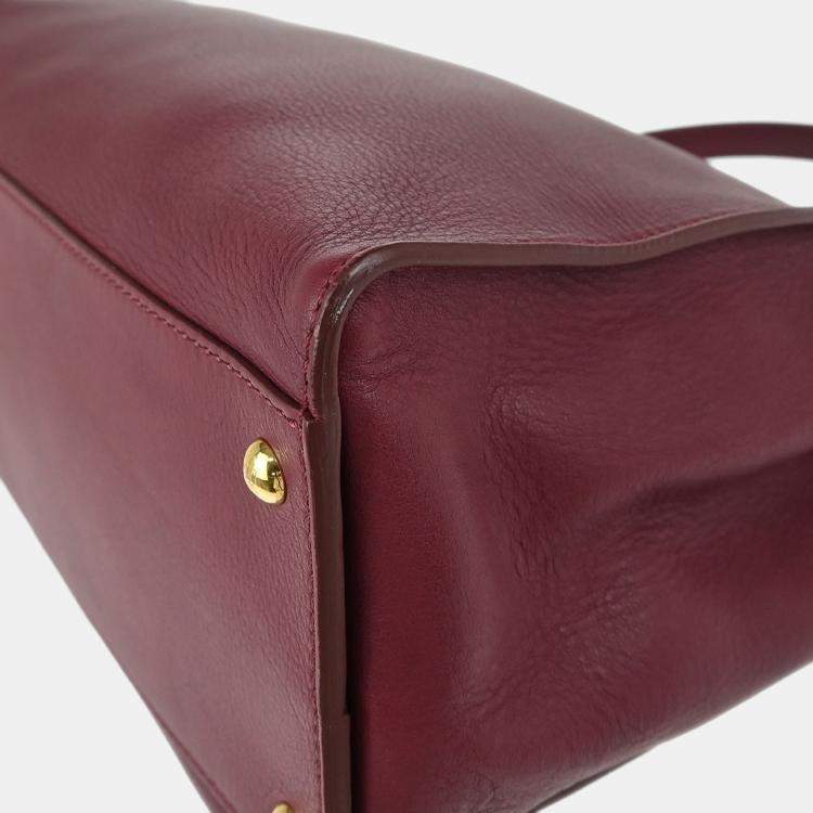 Pre Owned Fendi Bordeaux Leather Peekaboo 2way Handbag