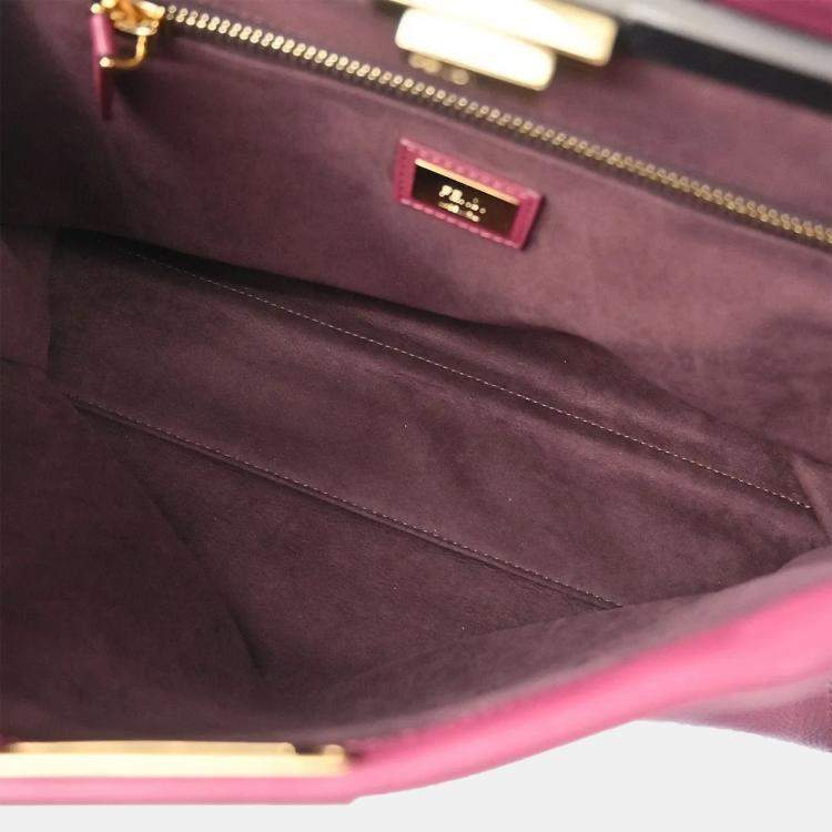 Pre Owned Fendi Bordeaux Leather Peekaboo 2way Handbag