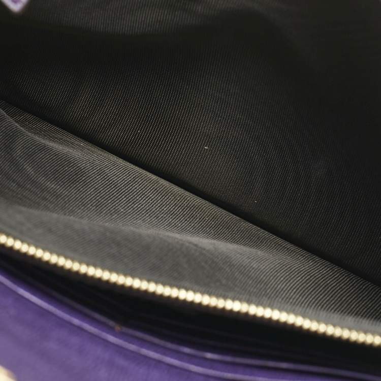 Pre Owned Fendi Black Leather and Snakeskin 2Jours Envelope Clutch