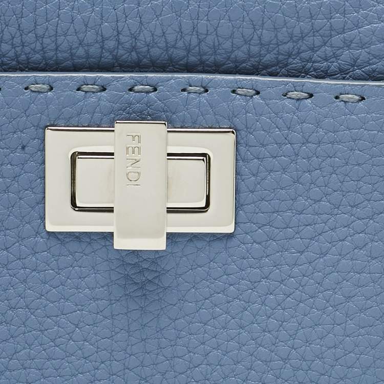 Pre Owned Fendi Blue Sellier Leather Peekaboo Compact Wallet