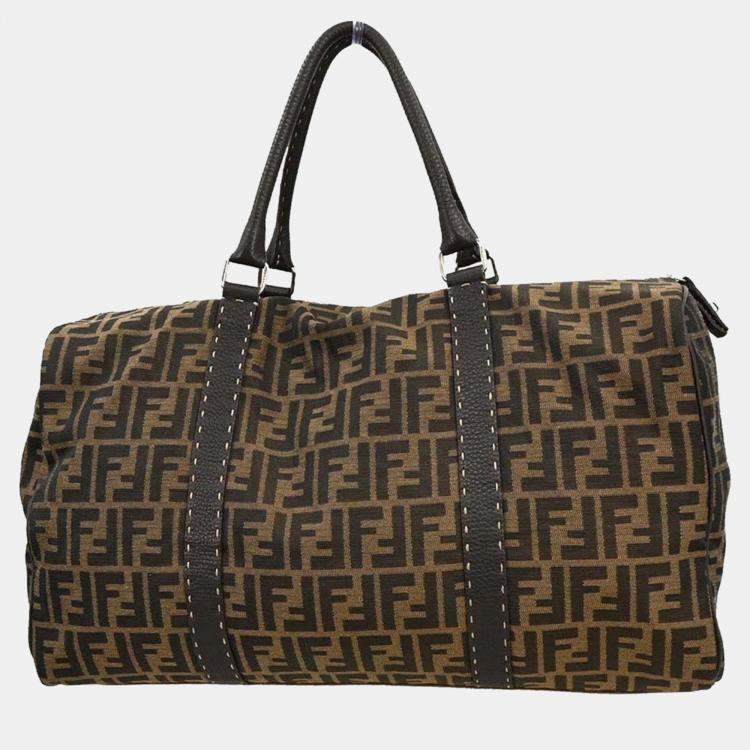 Pre Owned Fendi Brown Zucca Duffle Bag