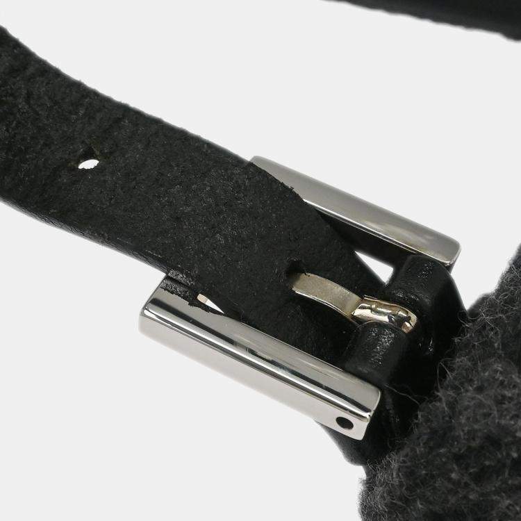 Pre Owned Fendi Gray Wool Zucca Baguette Handbag