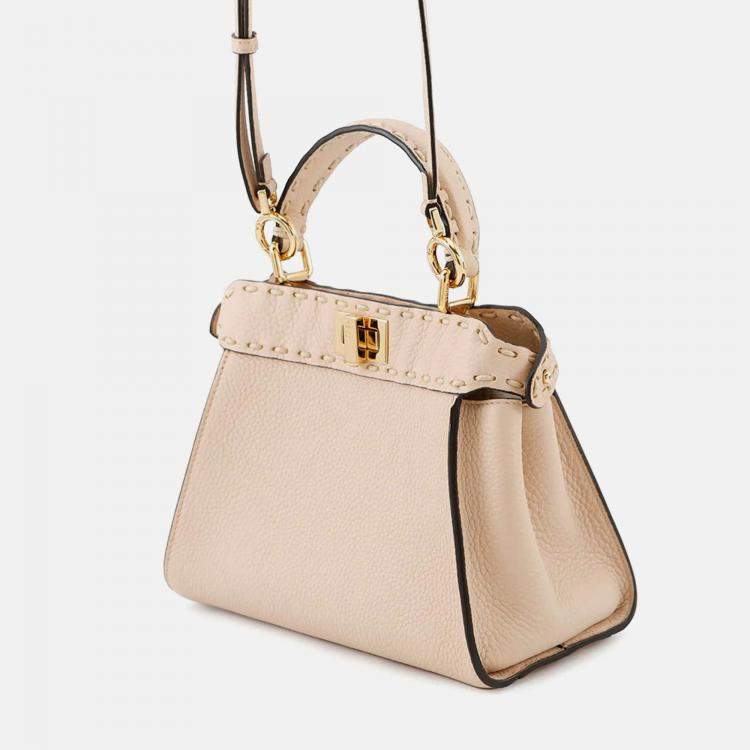 Pre Owned Fendi Peekaboo Selleria Jasmin Flower Leather Mini Handbag