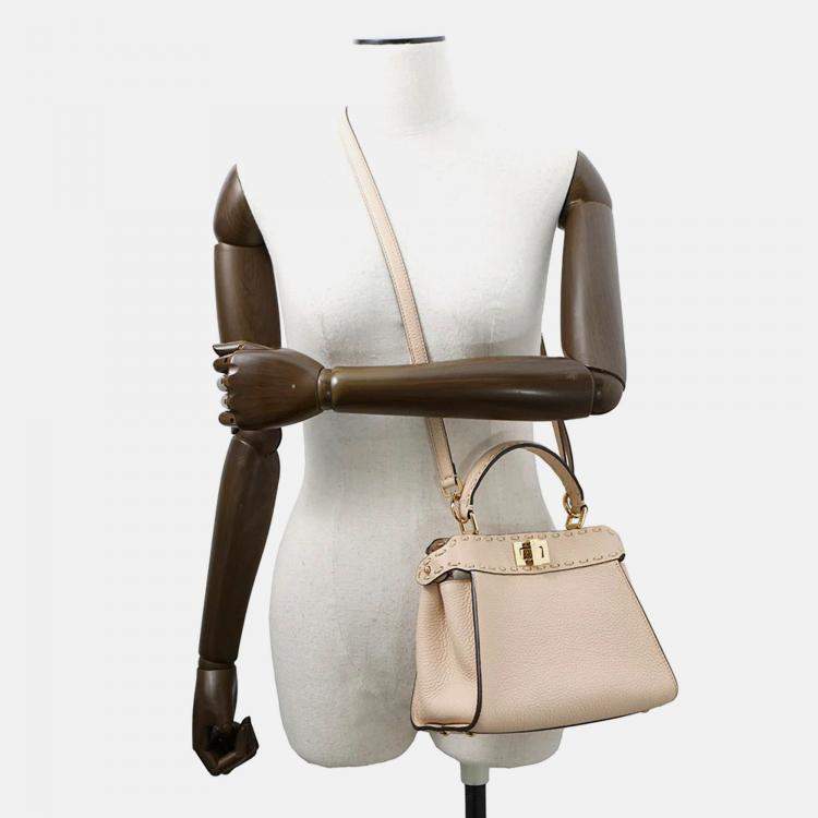 Pre Owned Fendi Peekaboo Selleria Jasmin Flower Leather Mini Handbag