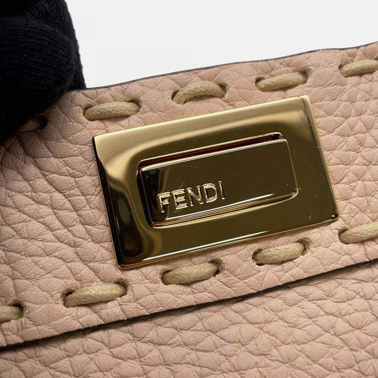 Pre Owned Fendi Peekaboo Selleria Jasmin Flower Leather Mini Handbag