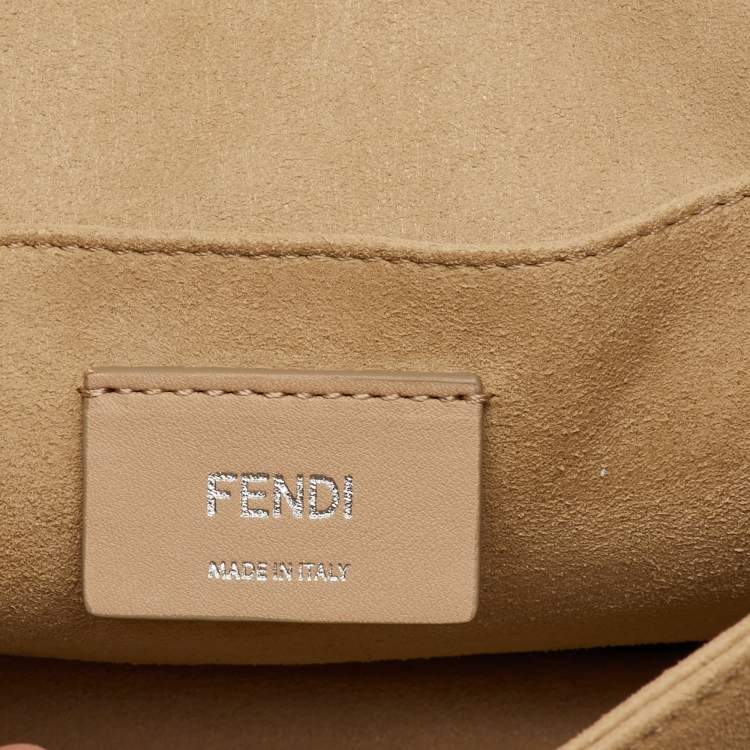 Pre Owned Fendi Light Purple Scalloped Leather Medium Kan I Shoulder Bag