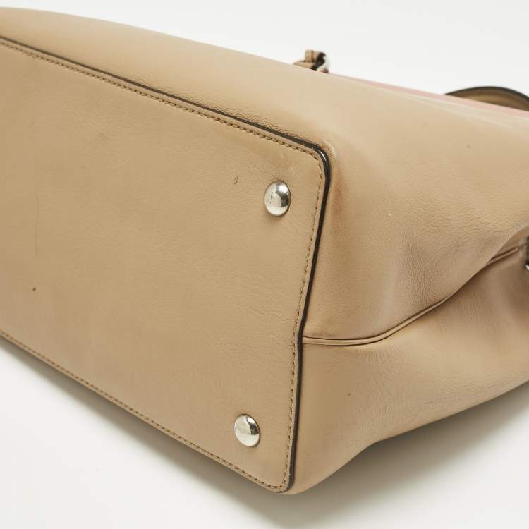 Pre Owned Fendi Beige Leather Small 2Jours Tote