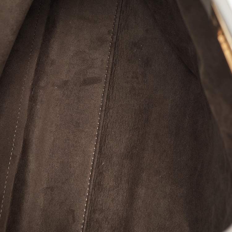 Pre Owned Fendi Grey Leather Large Peekaboo Top Handle Bag
