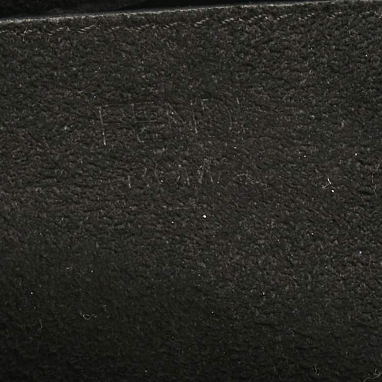 Pre Owned Fendi Black Zucca Embossed Fabric Mini Baguette Chain Crossbody Bag