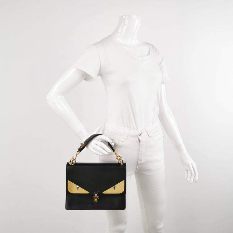 Pre Owned Fendi Black Leather Bugs Kan I Top Handle Bag