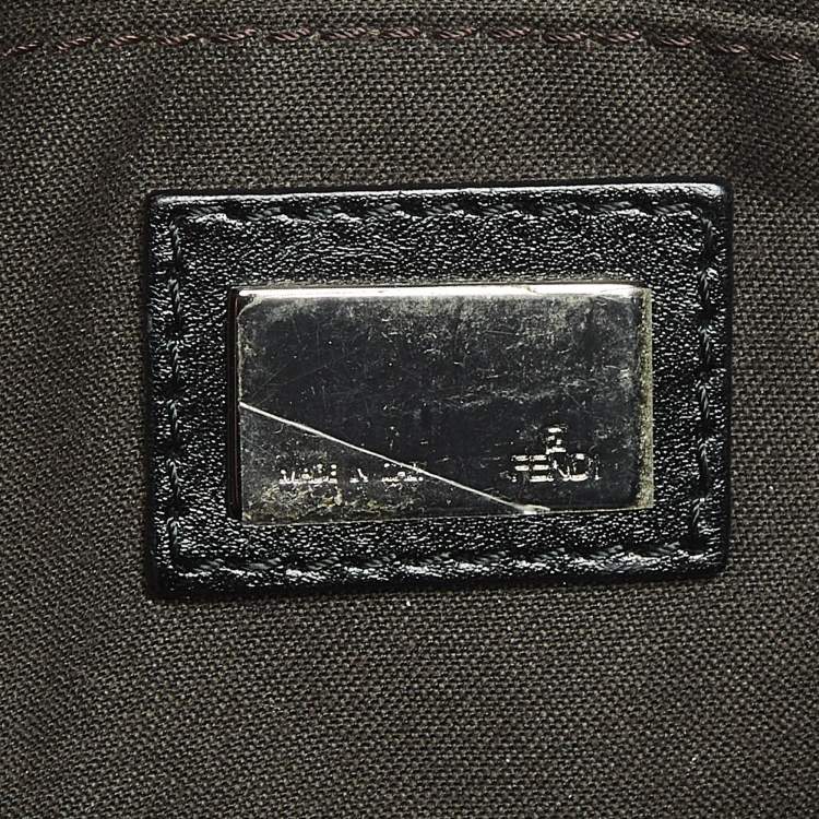 Pre Owned Fendi Black Zucchino Canvas Pochette Bag