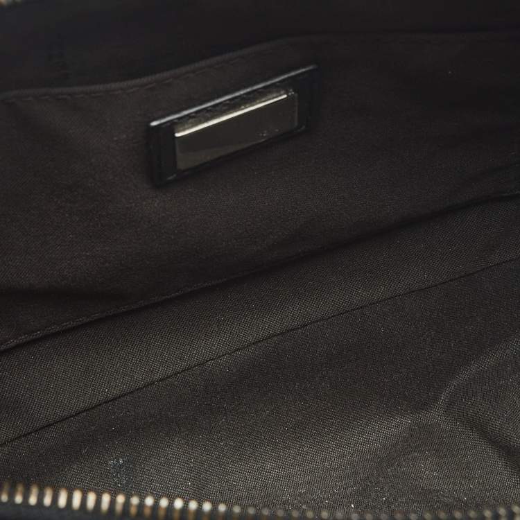 Pre Owned Fendi Black Zucchino Canvas Pochette Bag