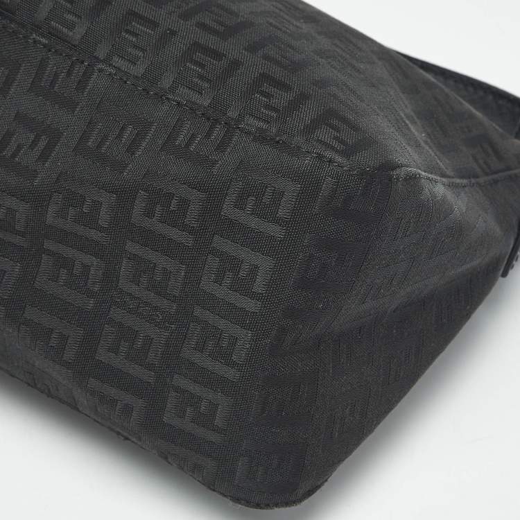 Pre Owned Fendi Black Zucchino Canvas Pochette Bag