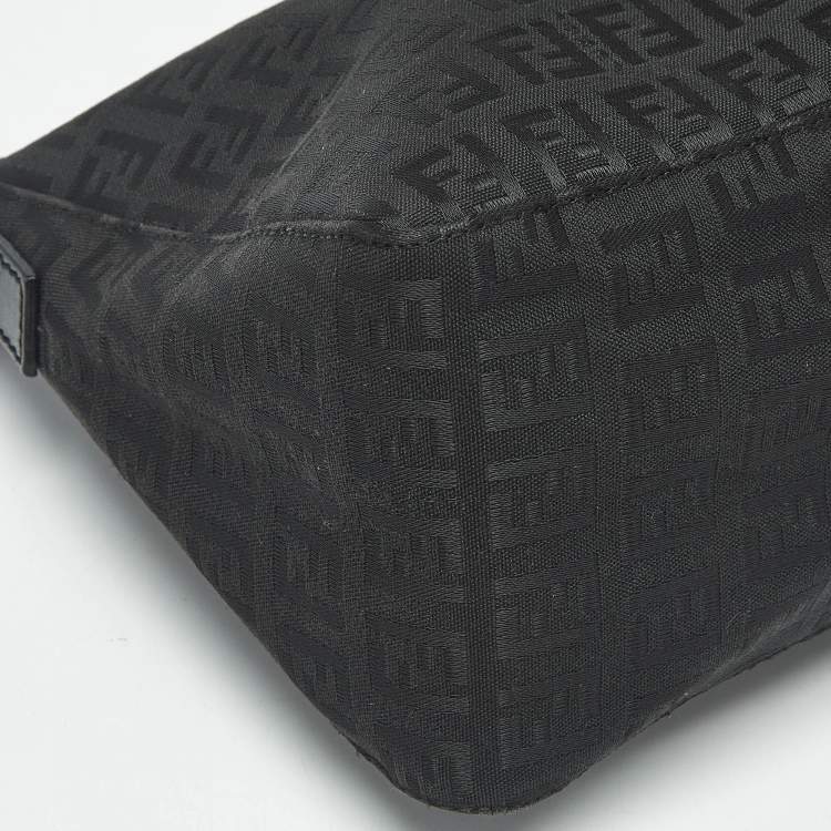 Pre Owned Fendi Black Zucchino Canvas Pochette Bag