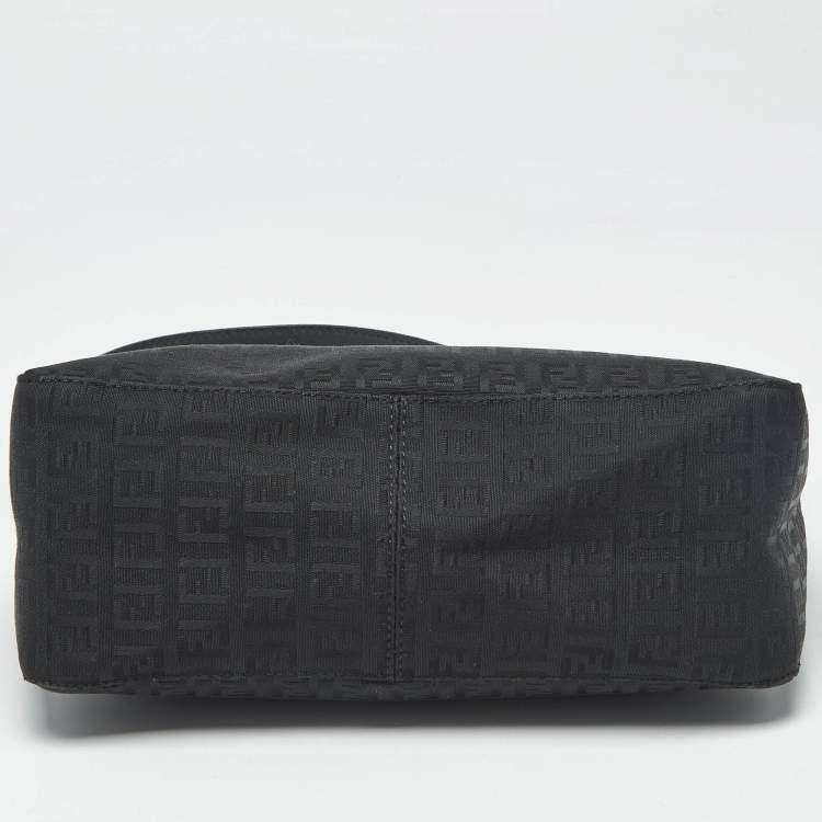 Pre Owned Fendi Black Zucchino Canvas Pochette Bag