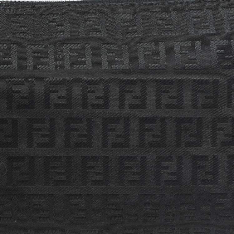 Pre Owned Fendi Black Zucchino Canvas Pochette Bag