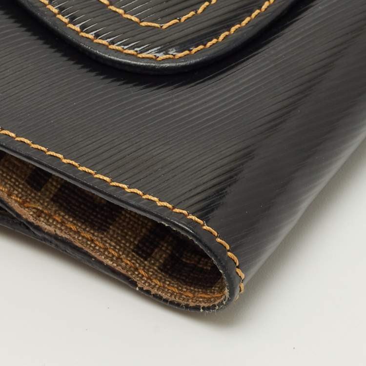 Pre Owned Fendi Black Coated Canvas French Compact Wallet