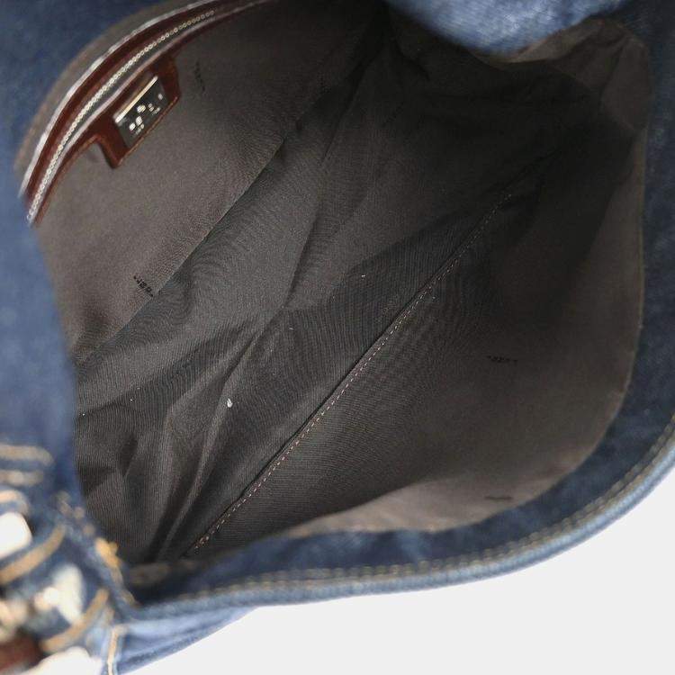 Pre Owned Fendi Navy Denim Mamma Baguette Handbag