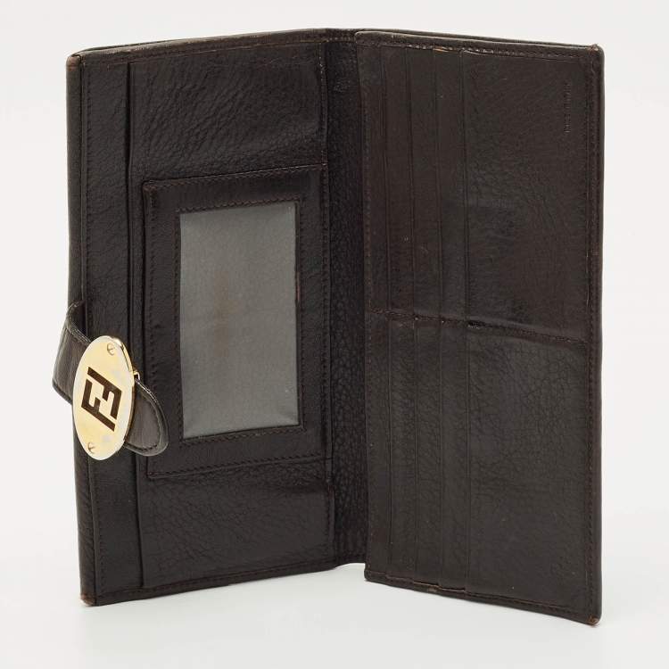 Pre Owned Fendi Tobacco Zucca Canvas and Leather Forever Continental Wallet