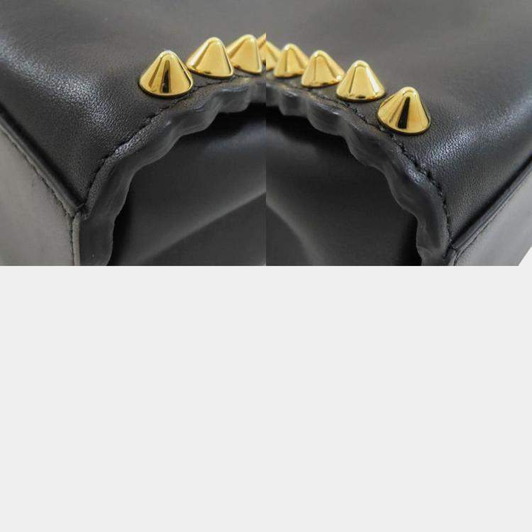 Pre Owned Fendi Mini Peekaboo Studded Handbag Calf Leather