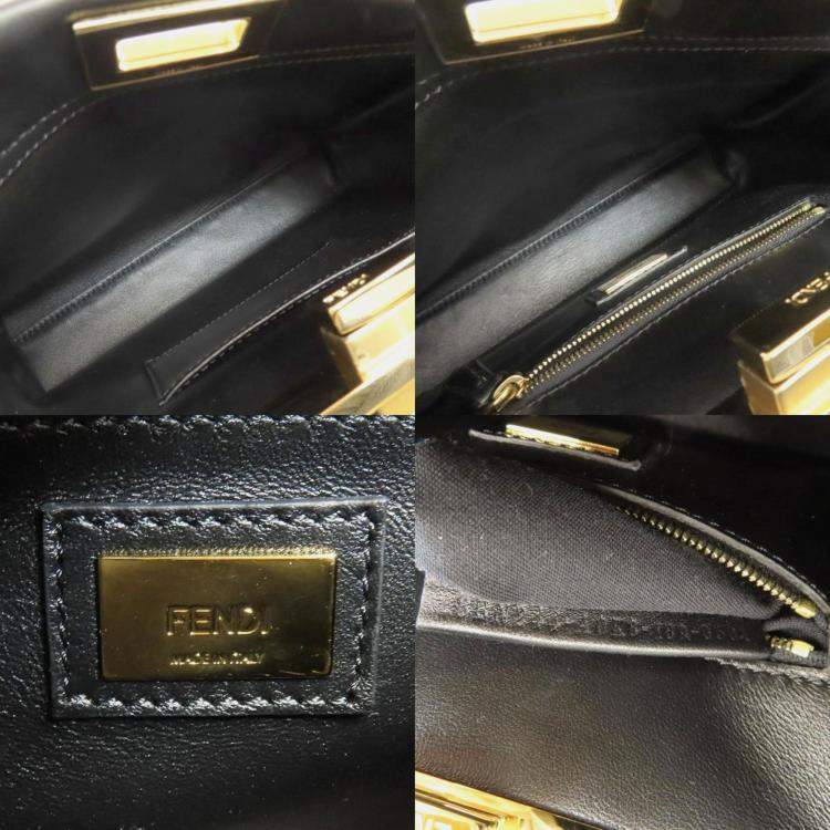 Pre Owned Fendi Mini Peekaboo Studded Handbag Calf Leather