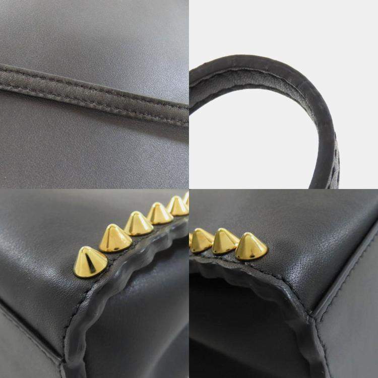 Pre Owned Fendi Mini Peekaboo Studded Handbag Calf Leather