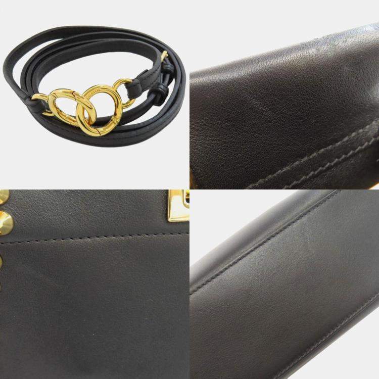 Pre Owned Fendi Mini Peekaboo Studded Handbag Calf Leather