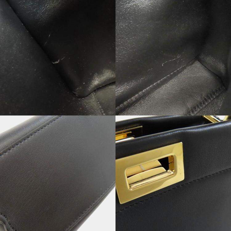 Pre Owned Fendi Mini Peekaboo Studded Handbag Calf Leather