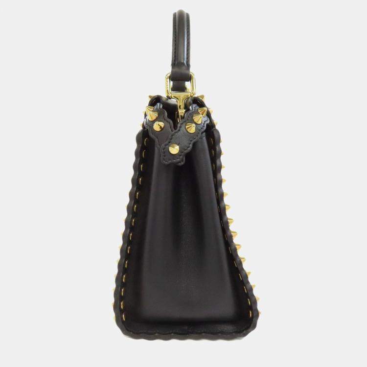 Pre Owned Fendi Mini Peekaboo Studded Handbag Calf Leather