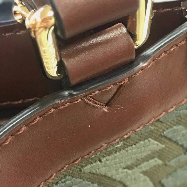 Pre Owned Fendi Peekaboo X Tote Shoulder Bag Cotton Green