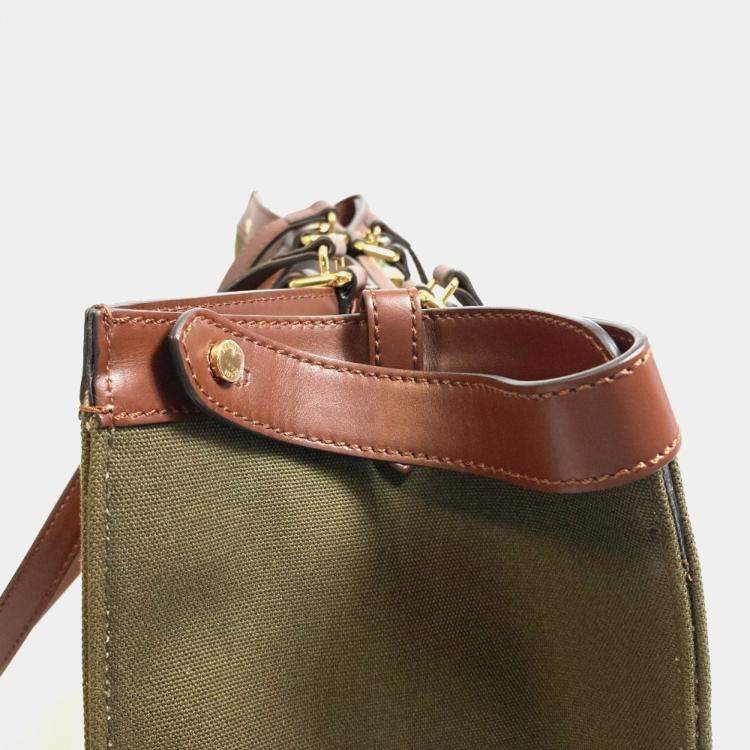 Pre Owned Fendi Peekaboo X Tote Shoulder Bag Cotton Green