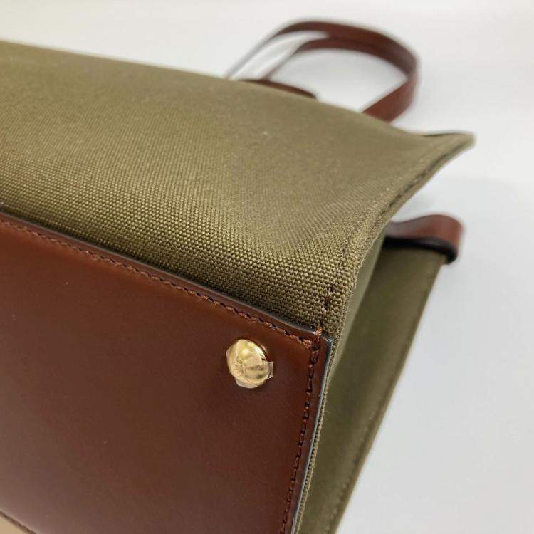 Pre Owned Fendi Peekaboo X Tote Shoulder Bag Cotton Green