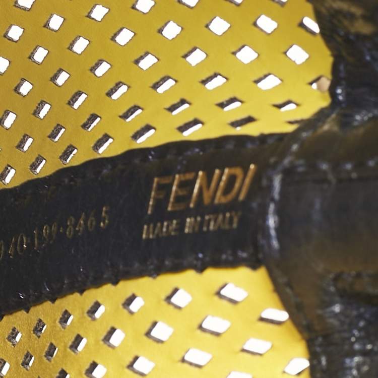 Pre Owned Fendi Black/Brown Perforated Leather Mon Tresor Bucket Bag