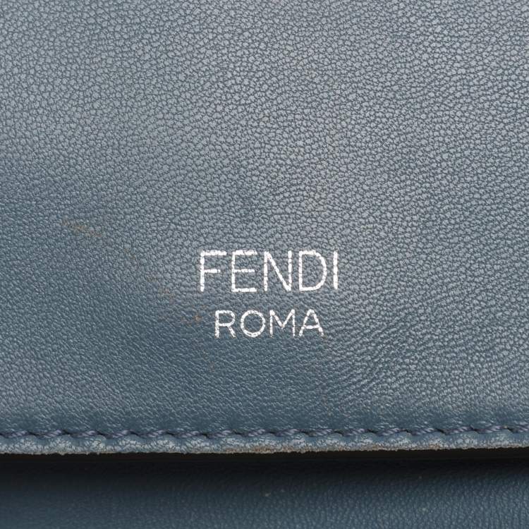 Pre Owned Fendi Light Blue Quilted Leather Micro Double Baguette Bag